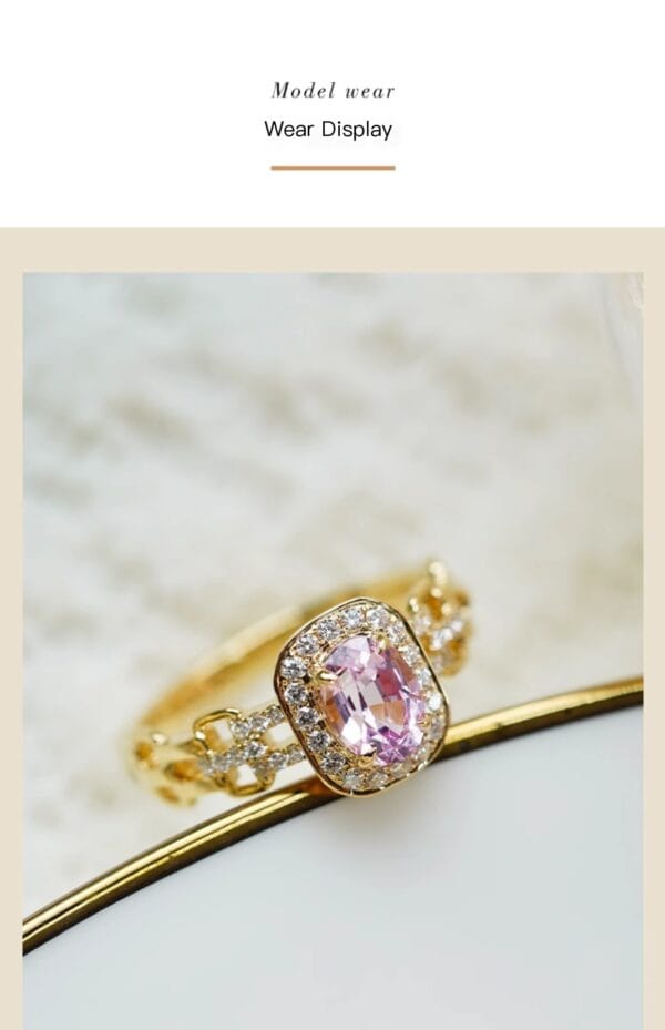 Selling Ransom the same inlaid high imitation pink gemstone ring light luxury ring all high-grade sense - Image 3