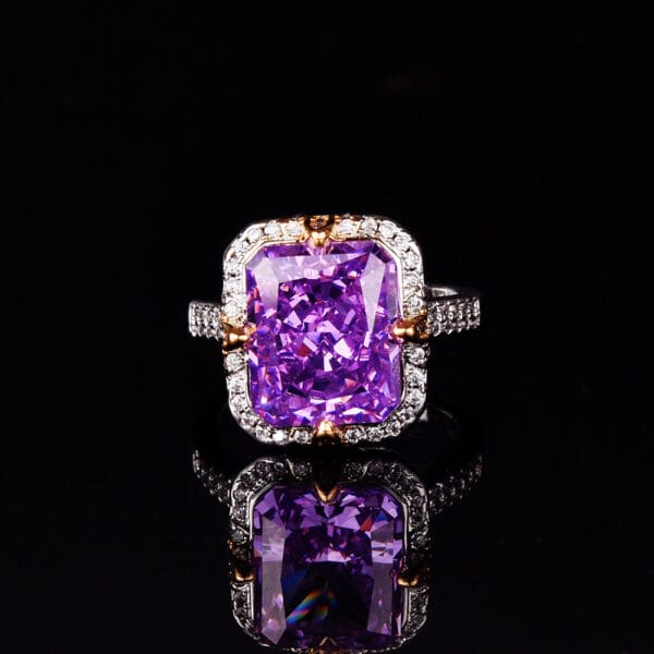 Seiko temperament apple green ice cut pendant necklace simple everything with purple high-carbon diamond ring - Image 5