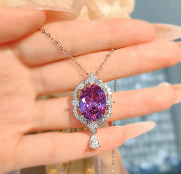 New temperament dry rose necklace pendant imitation Alexander stone ring high carbon diamond bracelet color treasure set - Image 7
