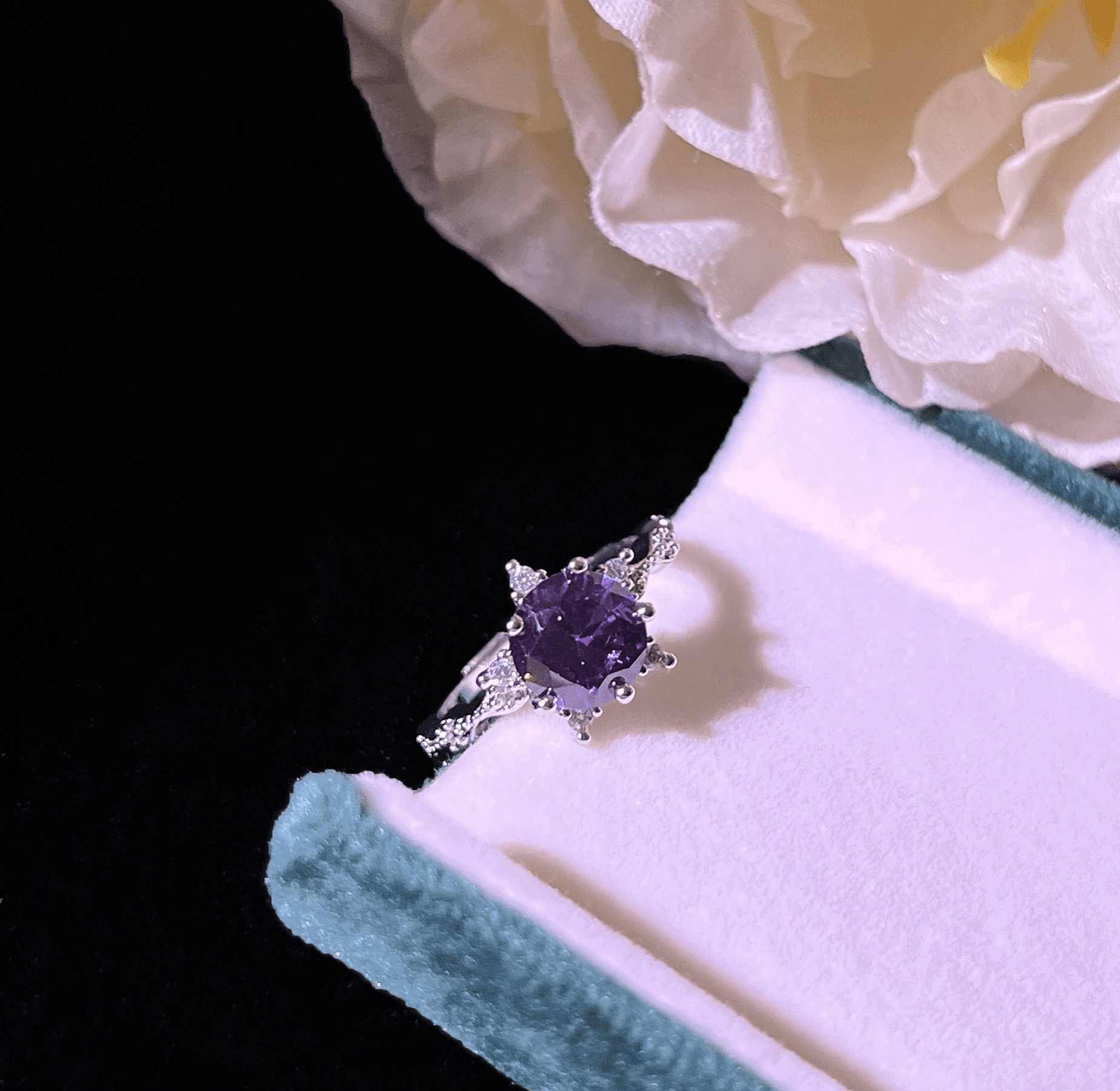 New amethyst ring pendant earrings set Fire color flash amethyst necklace - Image 3