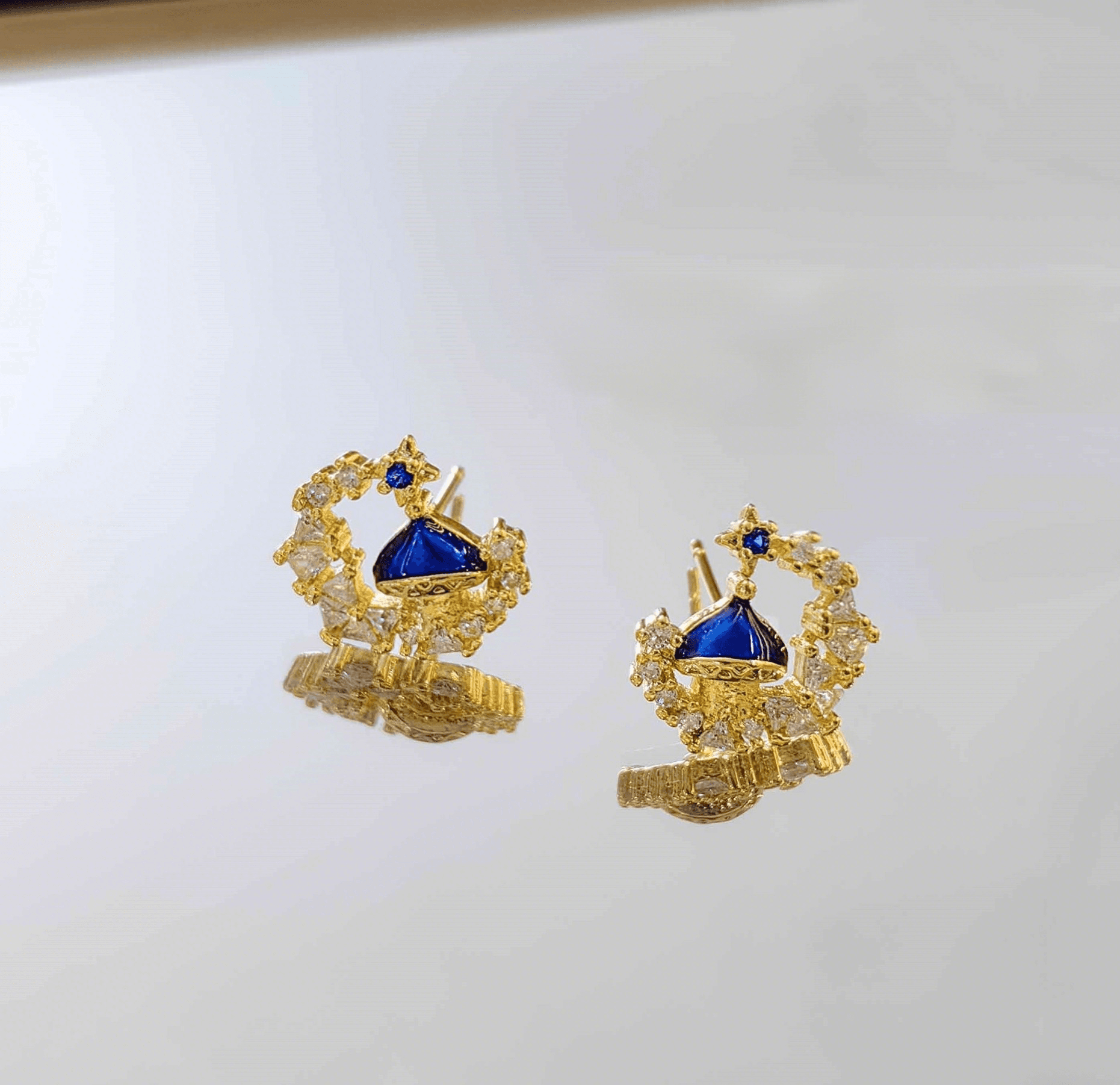 "Moon Castle" vintage palace exquisite fairy tale earrings castle necklace - Image 3