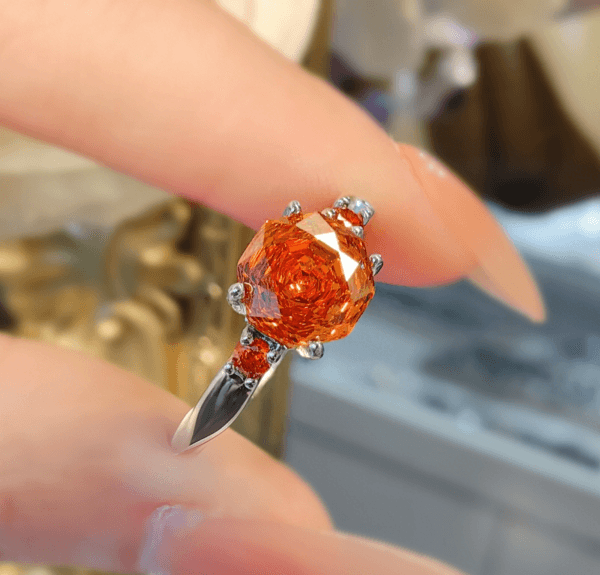 Rose cut colorful necklace pendant set with high carbon diamond Chinese red earrings colored treasure pink diamond ring - Image 3