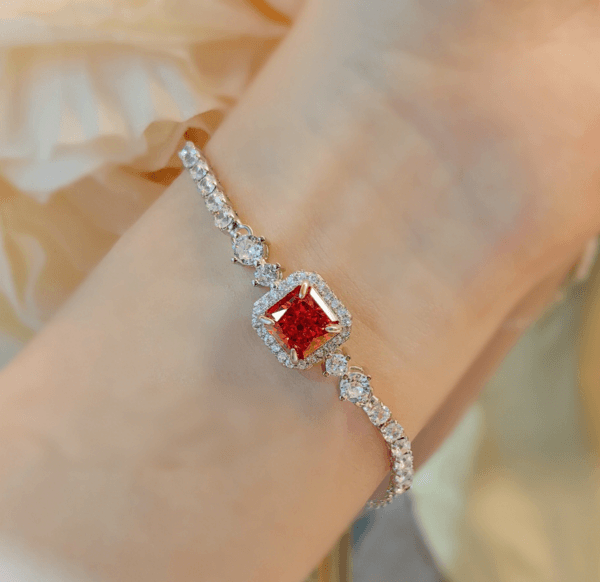 Stylish all-in-one imported Sunset Orange Papalacha bracelet set with Princess square high carbon diamond red - Image 4