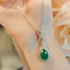 Luxury artificial ruby Ruby pendant Luxury high carbon diamond micro set with cotton emerald necklace - Image 2
