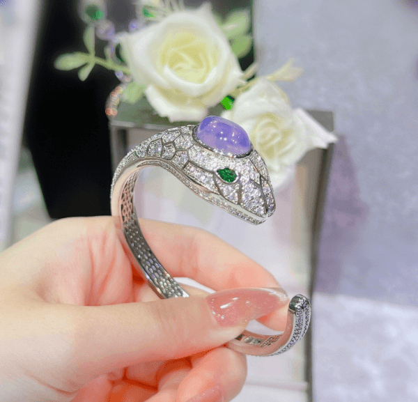 Purple starstone snake set amethyst Spirit Snake Pendant Open ring colored jewel earrings - Image 2