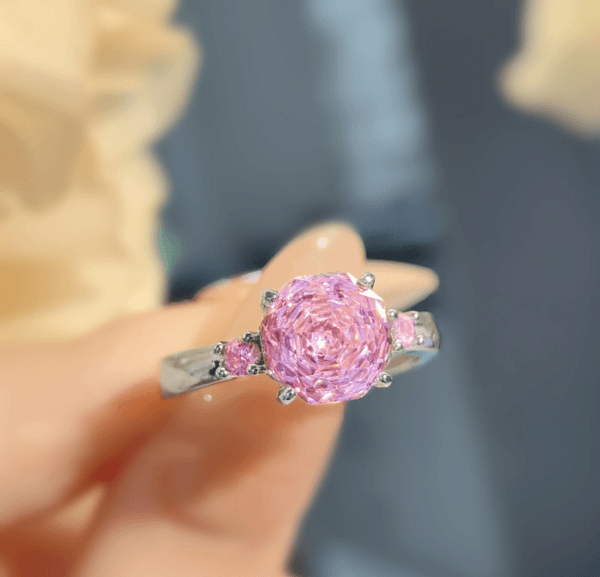 Rose cut colorful necklace pendant set with high carbon diamond Chinese red earrings colored treasure pink diamond ring - Image 11