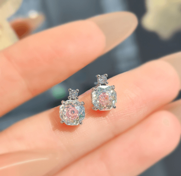 Rose cut colorful necklace pendant set with high carbon diamond Chinese red earrings colored treasure pink diamond ring - Image 6