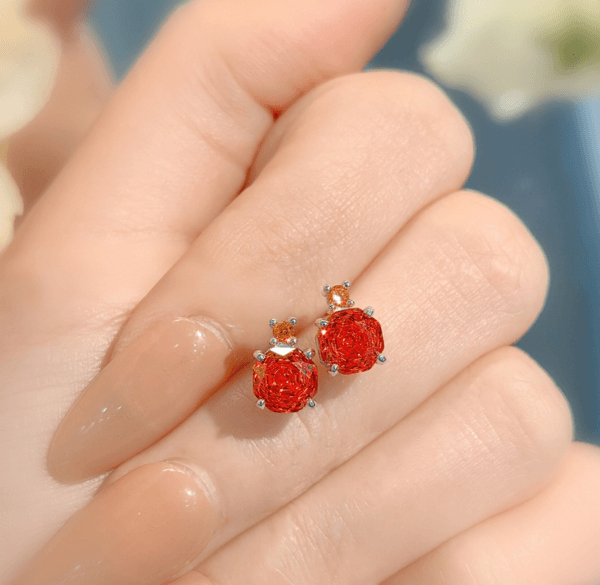 Rose cut colorful necklace pendant set with high carbon diamond Chinese red earrings colored treasure pink diamond ring - Image 8