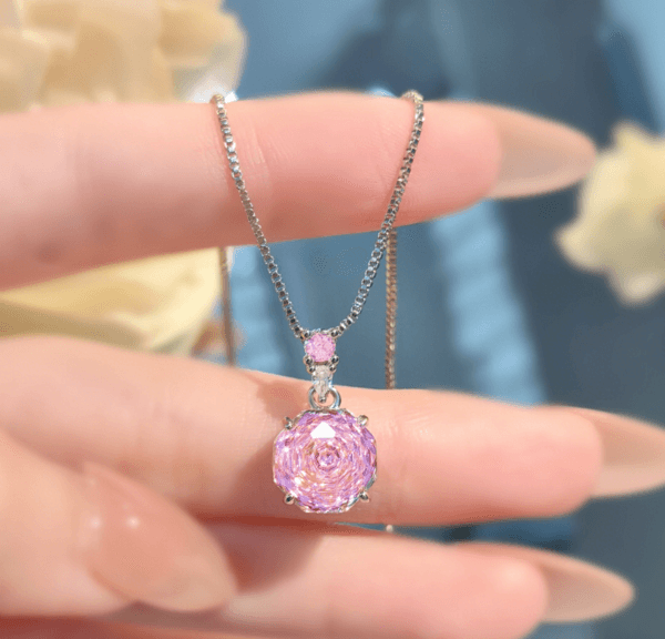 Rose cut colorful necklace pendant set with high carbon diamond Chinese red earrings colored treasure pink diamond ring - Image 9