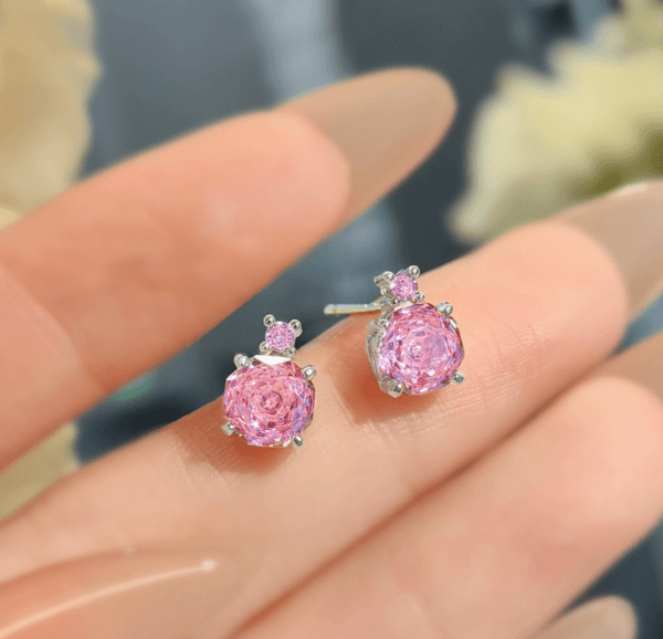 Rose cut colorful necklace pendant set with high carbon diamond Chinese red earrings colored treasure pink diamond ring - Image 14