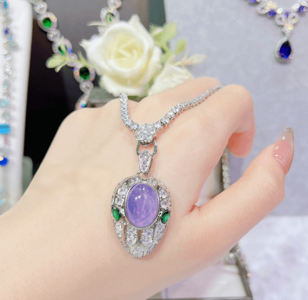 Purple starstone snake set amethyst Spirit Snake Pendant Open ring colored jewel earrings - Image 7