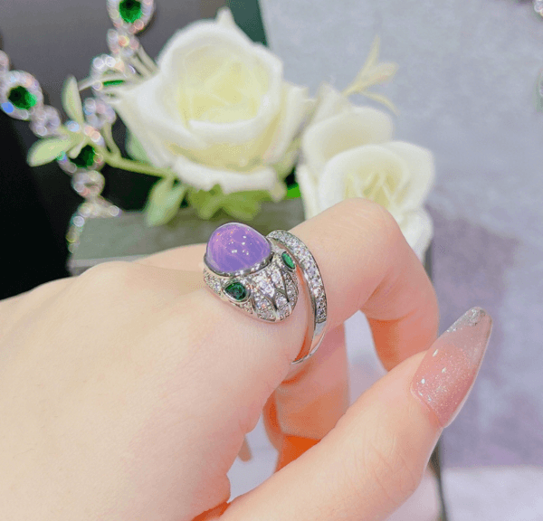 Purple starstone snake set amethyst Spirit Snake Pendant Open ring colored jewel earrings - Image 3