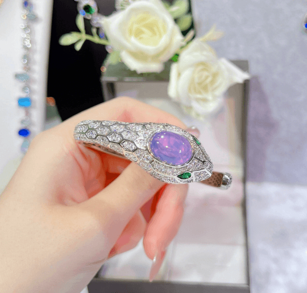Purple starstone snake set amethyst Spirit Snake Pendant Open ring colored jewel earrings - Image 4