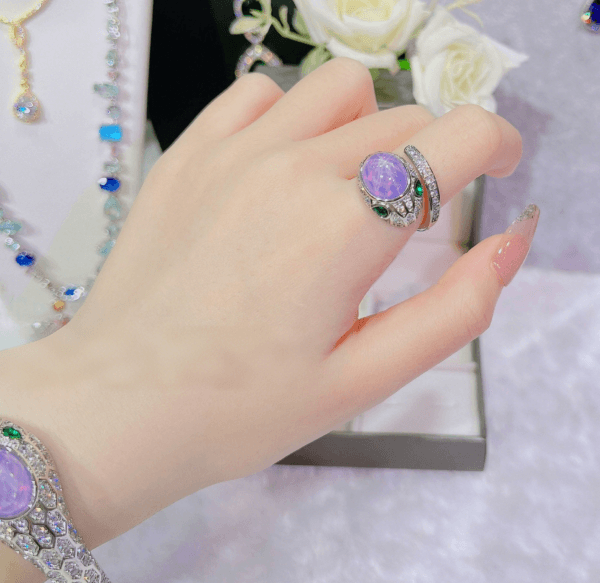 Purple starstone snake set amethyst Spirit Snake Pendant Open ring colored jewel earrings - Image 5