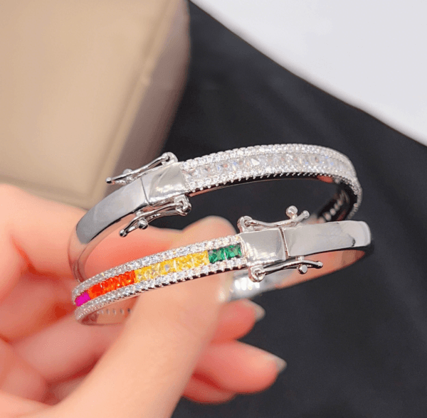 Net red light luxury color treasure bracelet Heavy industry micro inlaid high carbon diamond zircon seven-color tourmaline buckle bracelet - Image 5