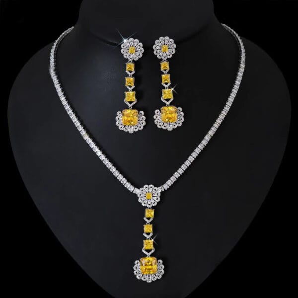 Luxury Luxury bridal party Necklace Earrings Ring Super shiny Zircon earrings Pendant temperament pendants - Image 11