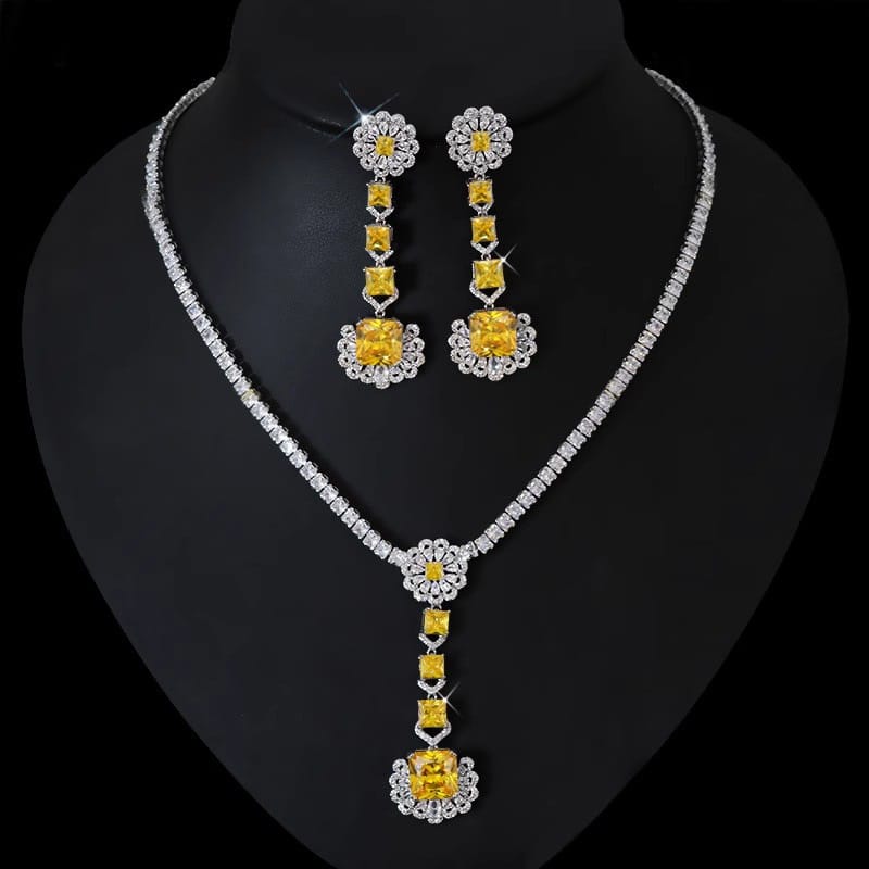 Luxury Luxury bridal party Necklace Earrings Ring Super shiny Zircon earrings Pendant temperament pendants - Image 11