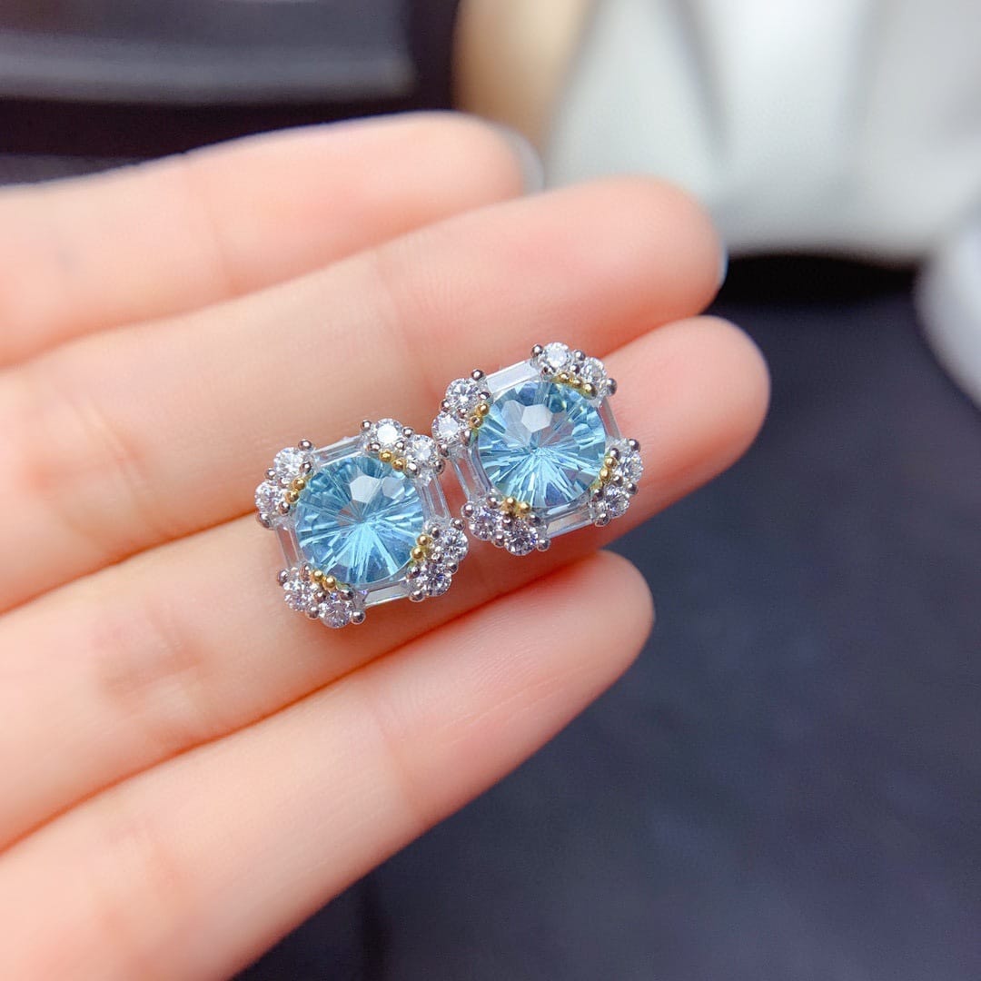 Imitation natural powder Topaz ring set pendant earrings high carbon diamond necklace - Image 13