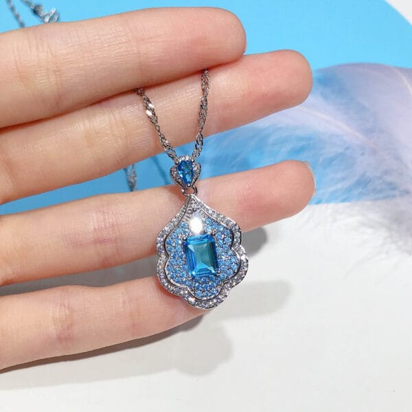 Source creation design sky land pendant secret aquamarine treasure Topaz stone necklace - Image 5