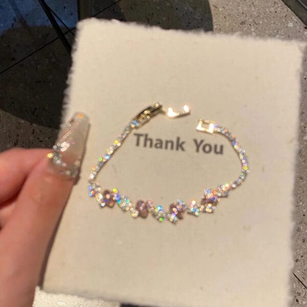 Princess pink diamond bracelet female exquisite design simple senior sense girl heart bracelet bright ice bracelet - Image 7