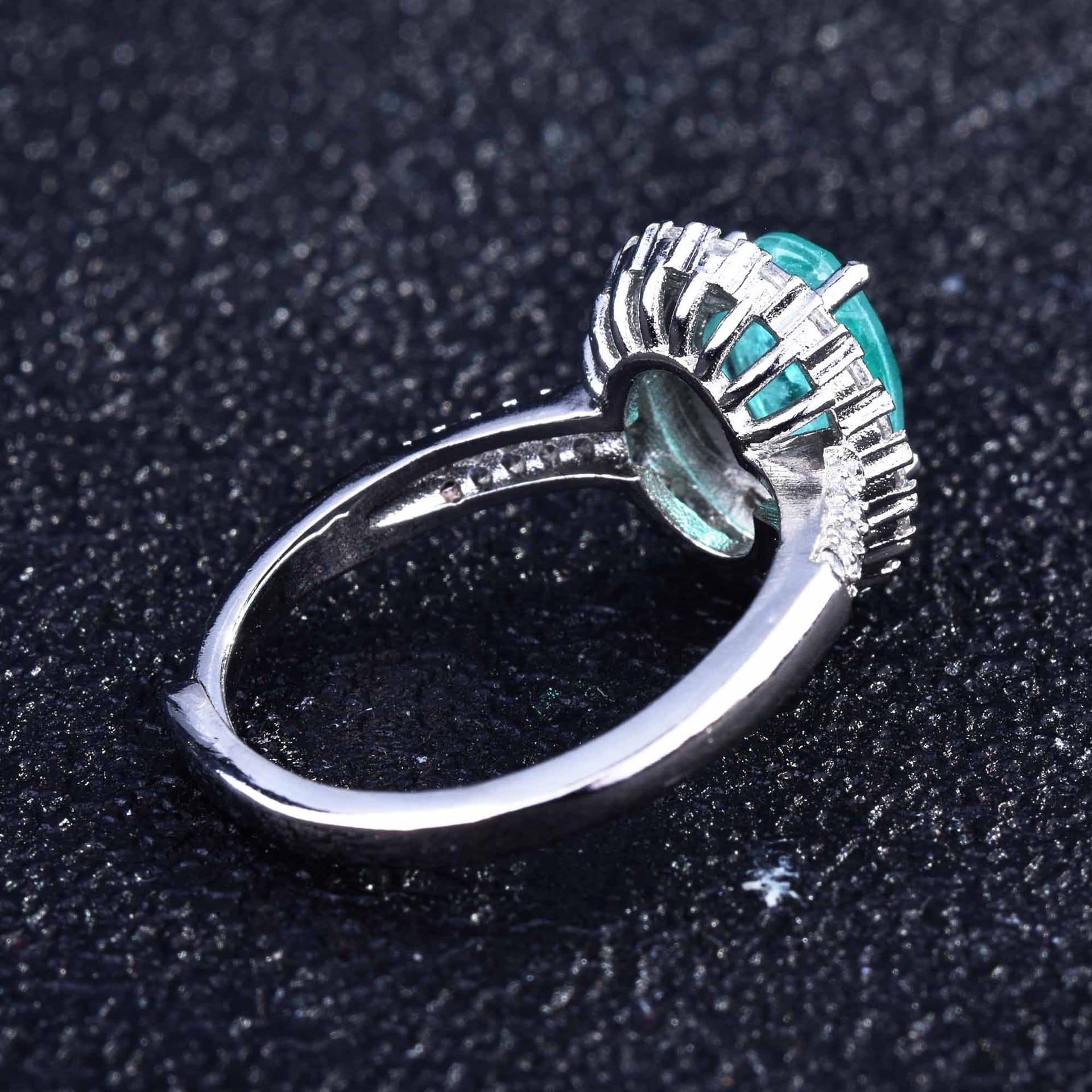 Net red with imitation Brazil Paraiba color treasure set ring earrings pendant - Image 4