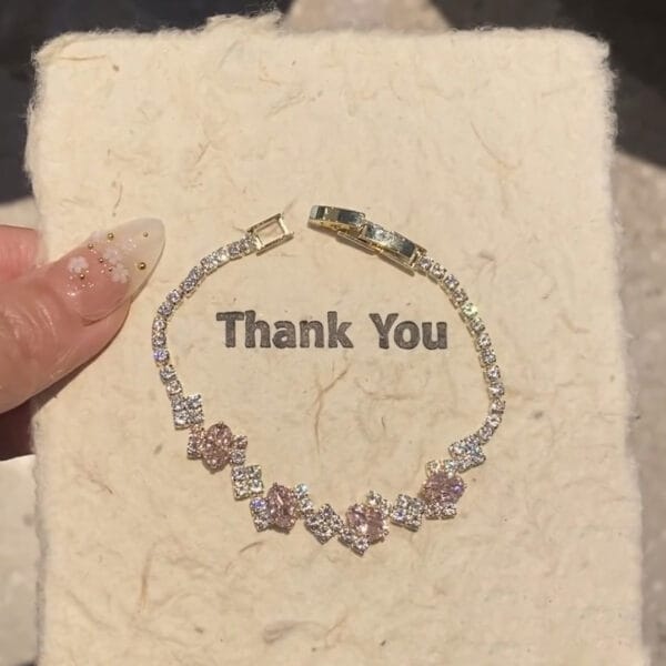 Princess pink diamond bracelet female exquisite design simple senior sense girl heart bracelet bright ice bracelet - Image 3