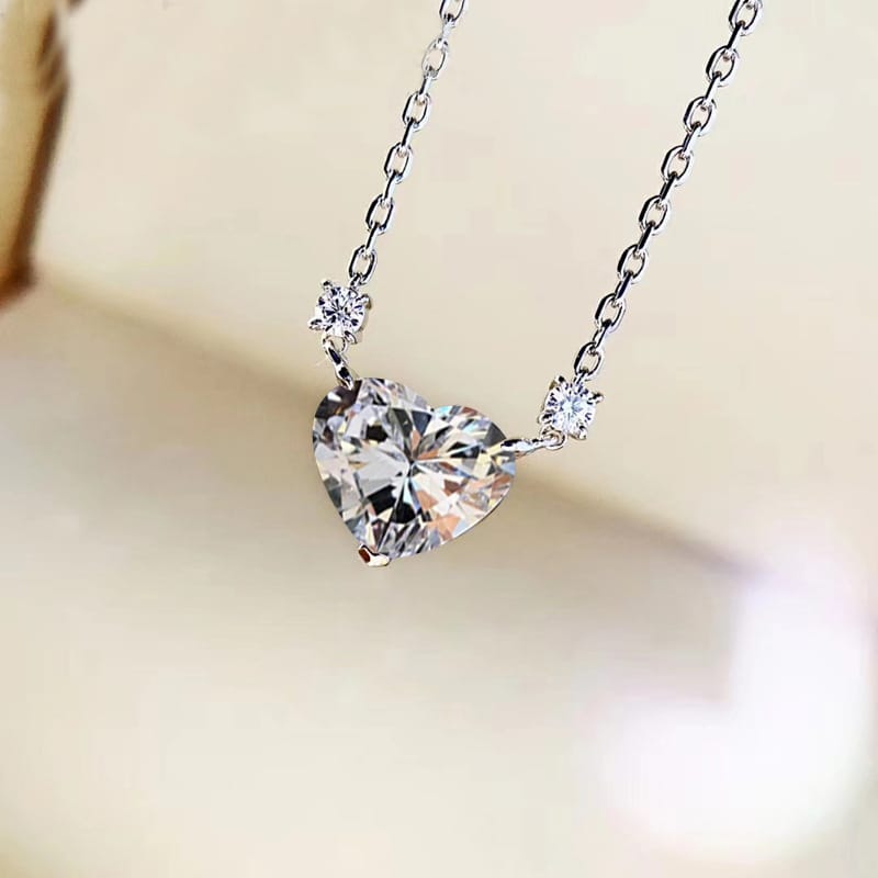 Heart necklace women's collarbone chain advanced design sense of temperament everything high carbon diamond pink pendant - Image 6