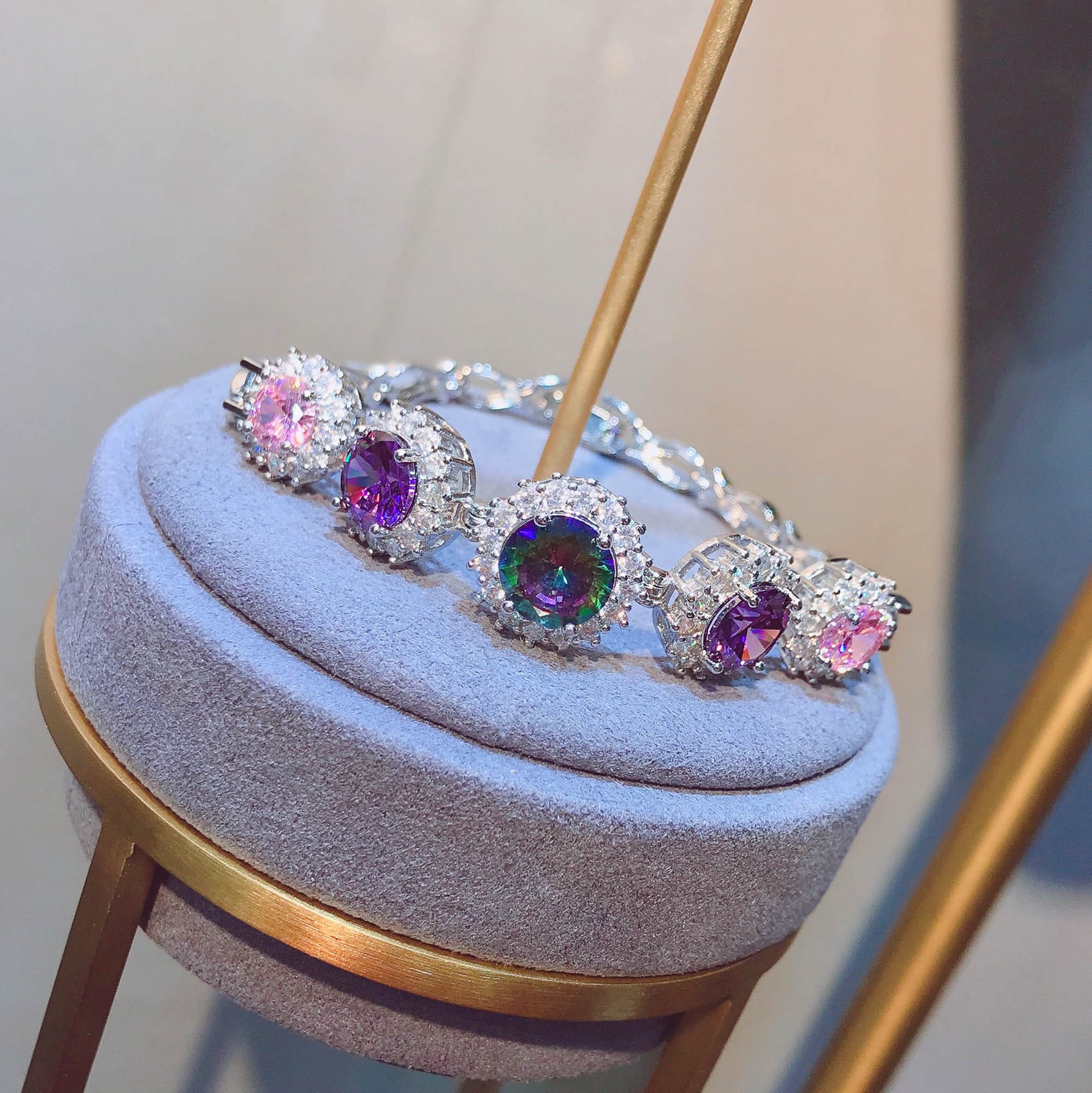 Super flash carat high carbon diamond bracelet Powder diamond amethyst seven color tourmaline bracelet - Image 8