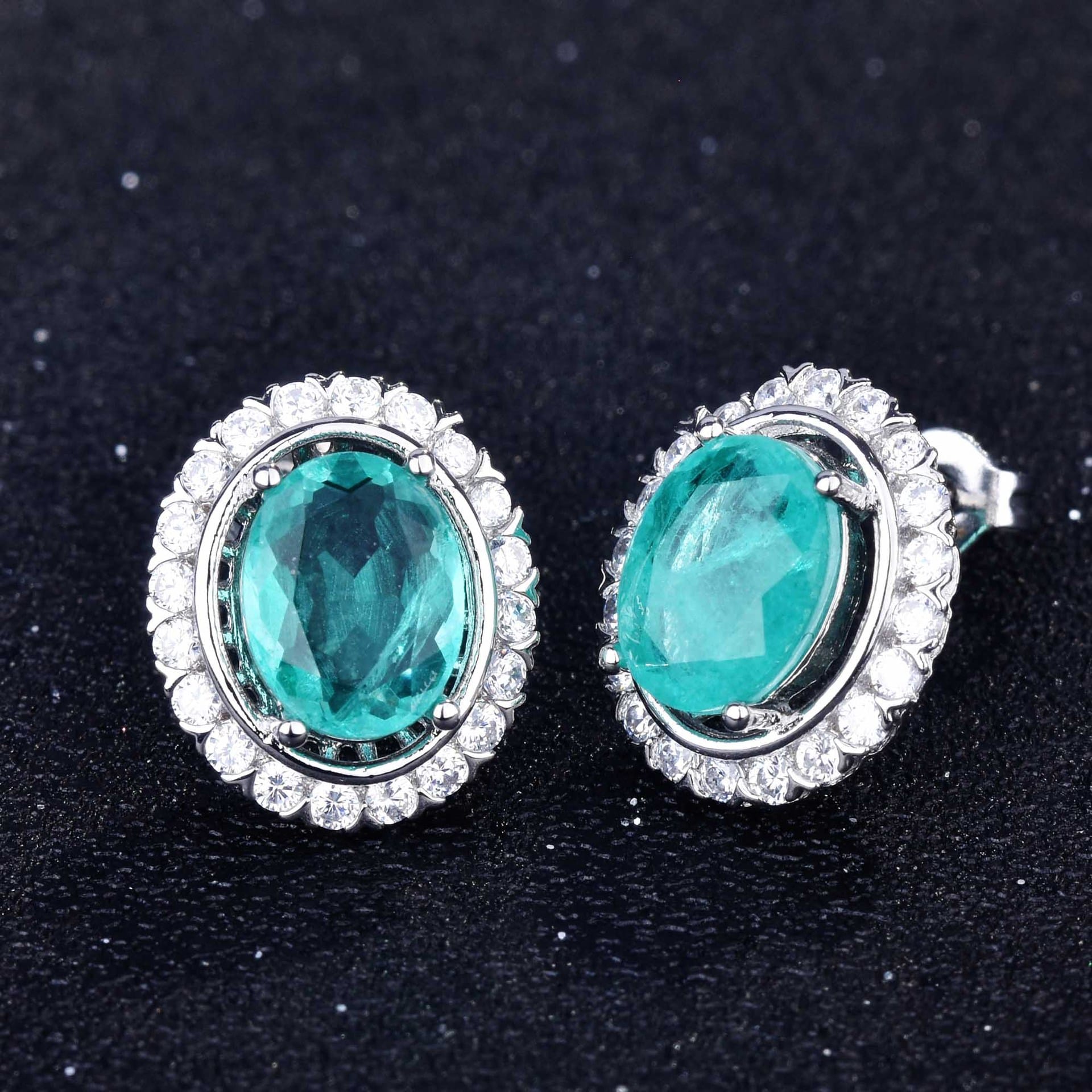 Net red with imitation Brazil Paraiba color treasure set ring earrings pendant - Image 3