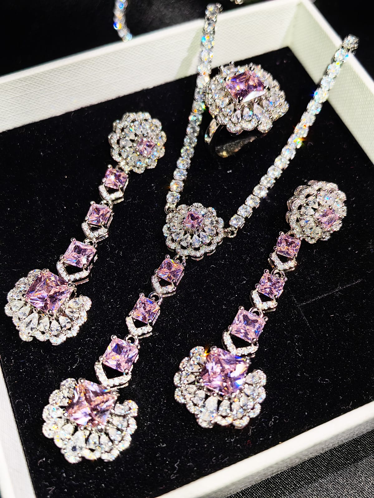 Luxury Luxury bridal party Necklace Earrings Ring Super shiny Zircon earrings Pendant temperament pendants - Image 2