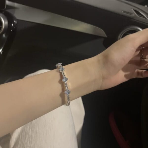 Princess pink diamond bracelet female exquisite design simple senior sense girl heart bracelet bright ice bracelet - Image 2