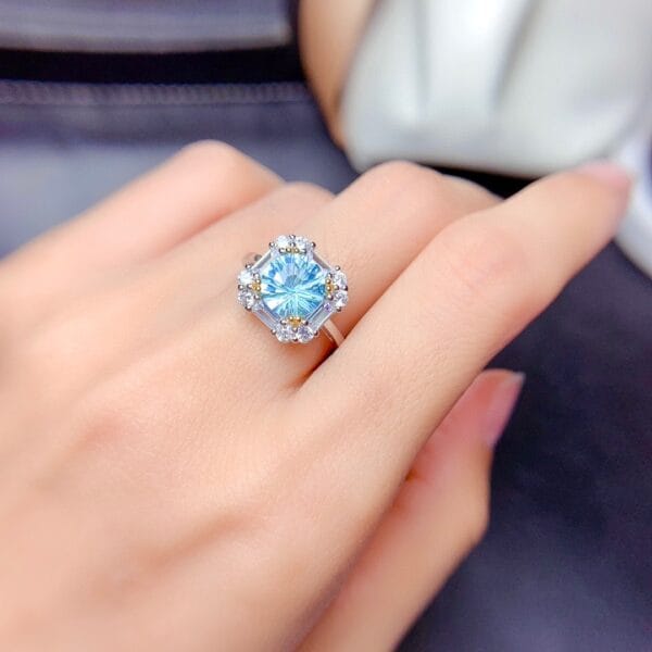 Imitation natural powder Topaz ring set pendant earrings high carbon diamond necklace - Image 3
