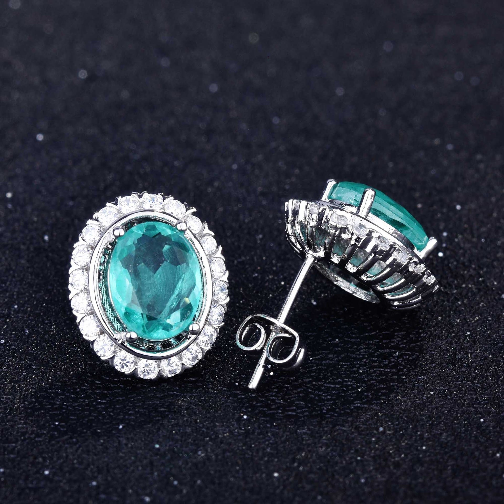 Net red with imitation Brazil Paraiba color treasure set ring earrings pendant - Image 7