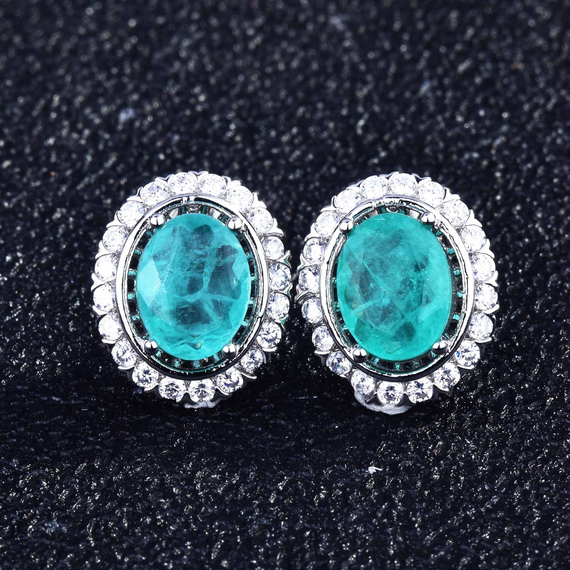 Net red with imitation Brazil Paraiba color treasure set ring earrings pendant - Image 8