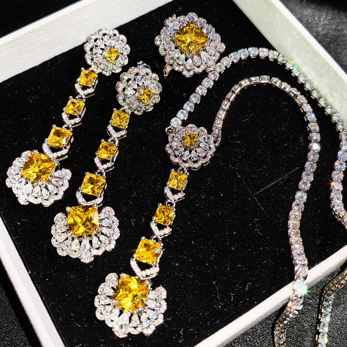 Luxury Luxury bridal party Necklace Earrings Ring Super shiny Zircon earrings Pendant temperament pendants - Image 3