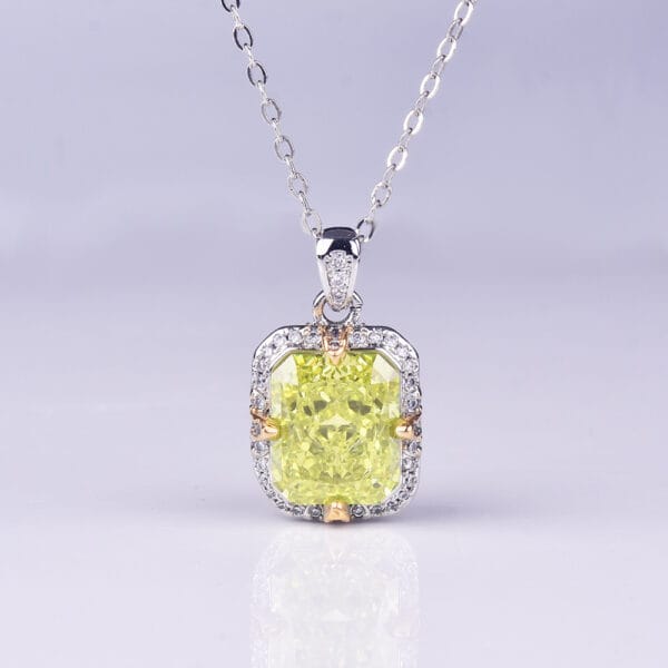 Seiko temperament apple green ice cut pendant necklace simple everything with purple high-carbon diamond ring - Image 11