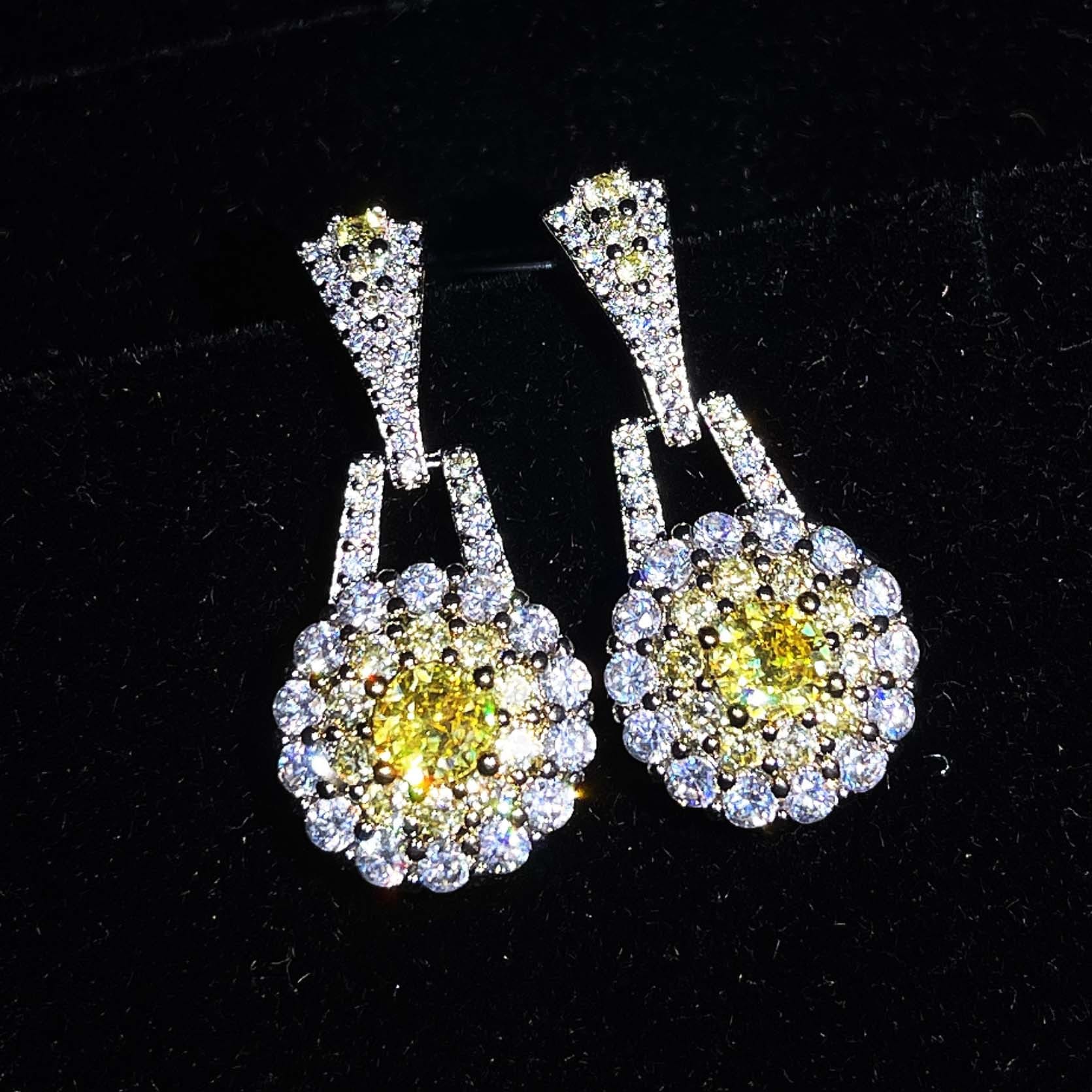 Pink crystal set earrings ring necklace Retro delicate zircon earrings pendant niche design simple ring - Image 9