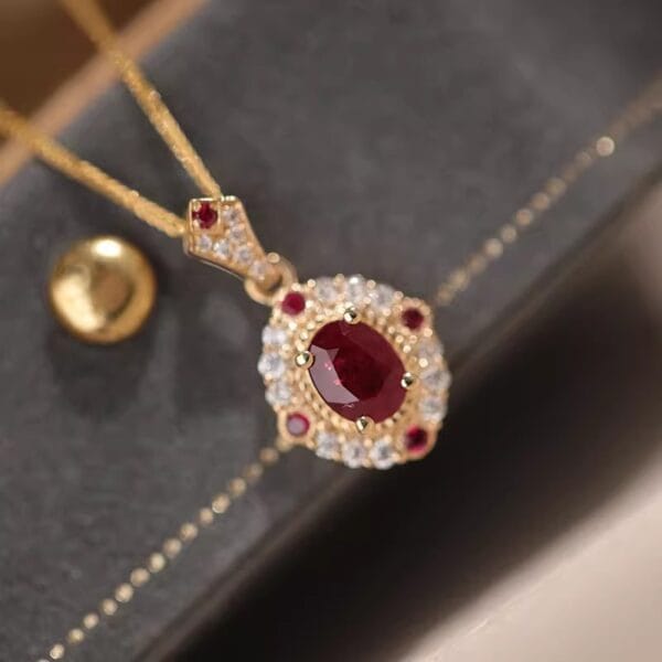 Quality Dove egg Rose ruby ring Premium Red corundum Jedi Knight necklace - Image 5