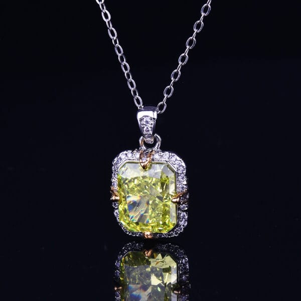 Seiko temperament apple green ice cut pendant necklace simple everything with purple high-carbon diamond ring - Image 12