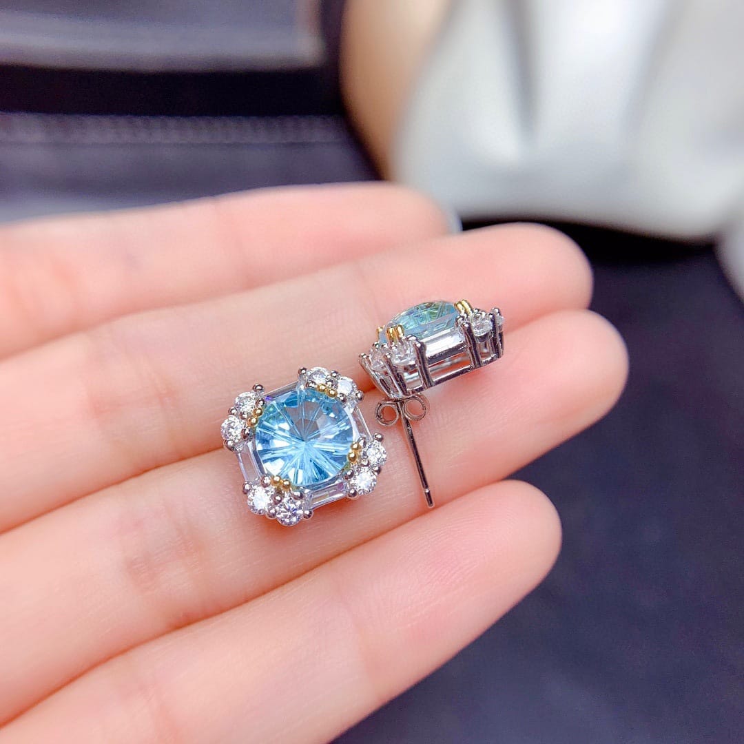 Imitation natural powder Topaz ring set pendant earrings high carbon diamond necklace - Image 7