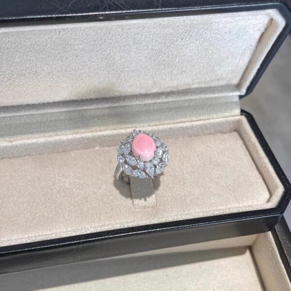 Premium sense imitation pink conch shell necklace Light luxury earrings High carbon diamond ring - Image 5