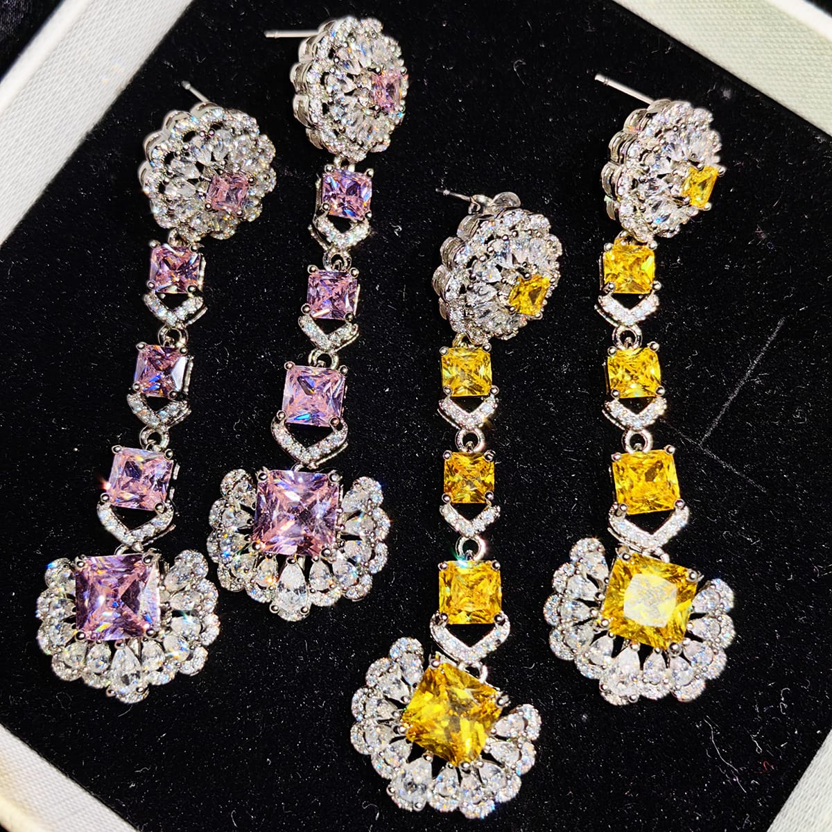 Luxury Luxury bridal party Necklace Earrings Ring Super shiny Zircon earrings Pendant temperament pendants - Image 7