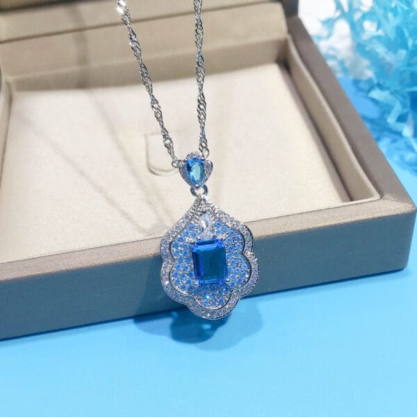 Source creation design sky land pendant secret aquamarine treasure Topaz stone necklace - Image 3