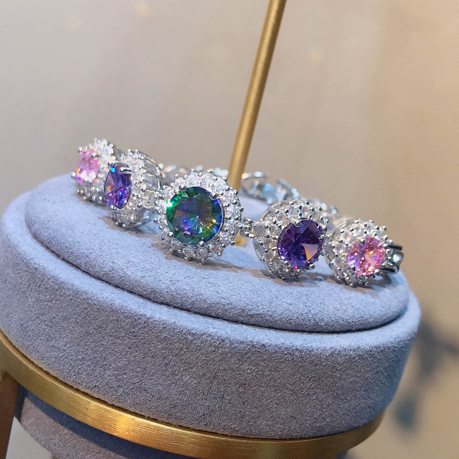 Super flash carat high carbon diamond bracelet Powder diamond amethyst seven color tourmaline bracelet - Image 5