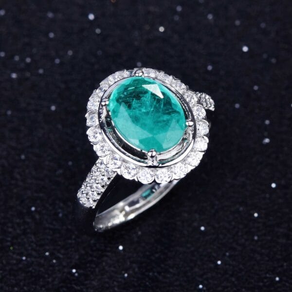 Net red with imitation Brazil Paraiba color treasure set ring earrings pendant - Image 10