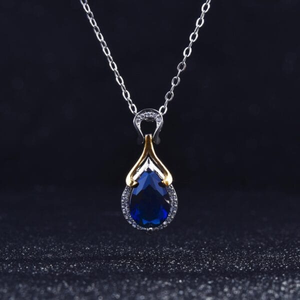 The new fashion mermaid tears pendant online red live hot selling two-color electroplated sapphire color treasure necklace - Image 5
