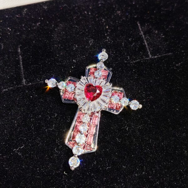 Heavy beautiful girl Love Gemstone Cross necklace Light luxury micro inlaid temperament magic stick diamond clavicle chain - Image 6