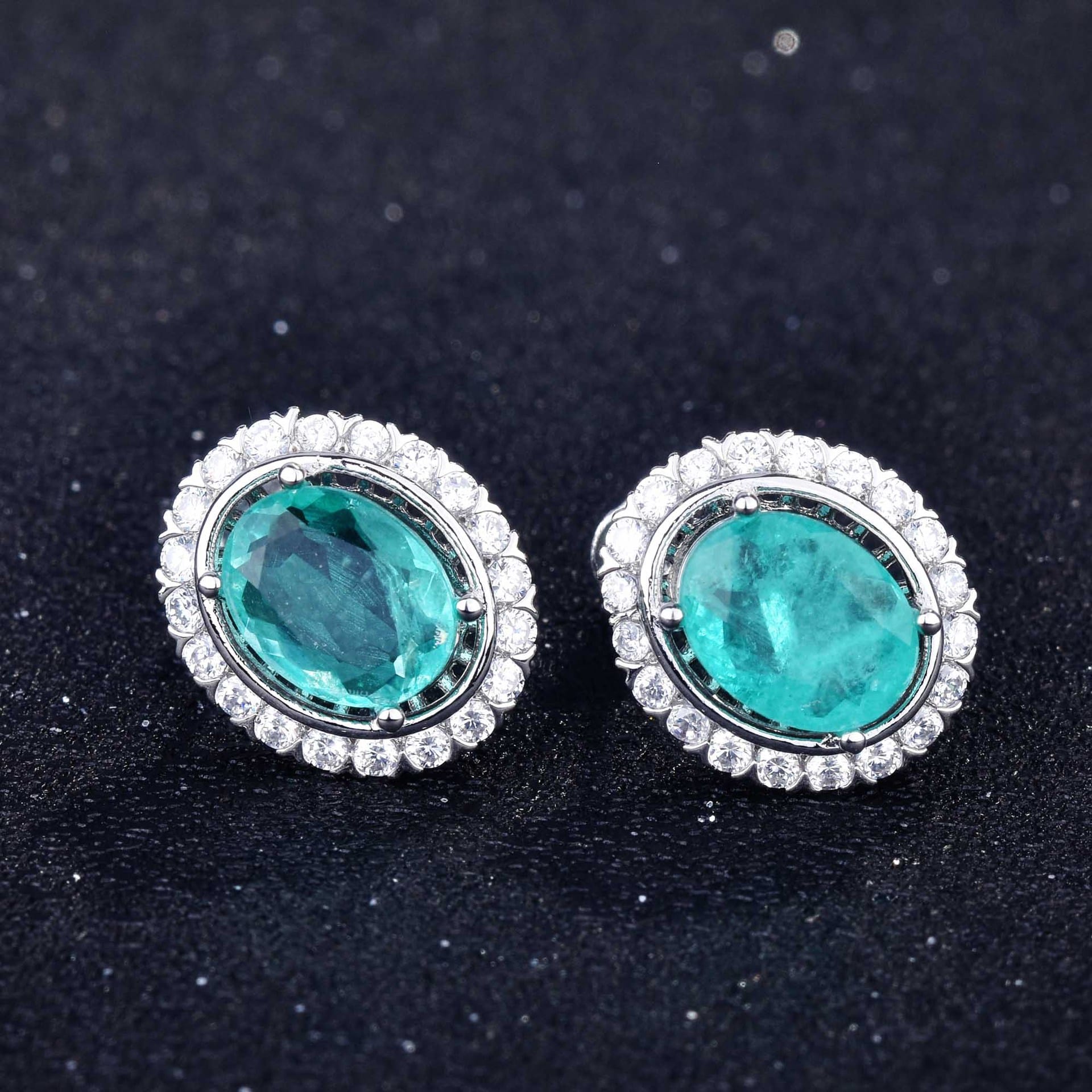 Net red with imitation Brazil Paraiba color treasure set ring earrings pendant - Image 11