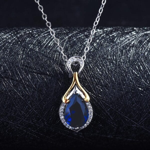 The new fashion mermaid tears pendant online red live hot selling two-color electroplated sapphire color treasure necklace - Image 6