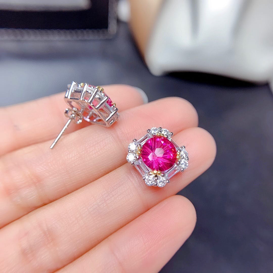 Imitation natural powder Topaz ring set pendant earrings high carbon diamond necklace - Image 10